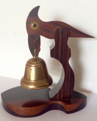 Rare Art Deco Henry Howell & Co Stamped Yz Nutbird Bell With Faturan Crest