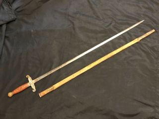 Civil War Sword Militia Officers 1840 - 1860 Brass Hilt 34 1/4” Scabbard