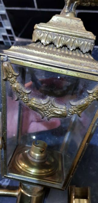 Antique Ornate Brass Carriage/Coach Candle Lamp & Wall Bracket,  looks Great 8