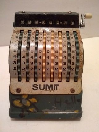 Vintage Sumit Adding Machine Calculator Pearl Engraving Corp For Restore