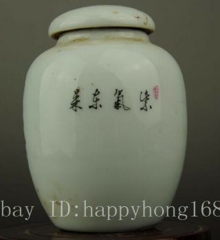 Chinese old famille rose porcelain Hand painted bird and flower Cover pot b01 4