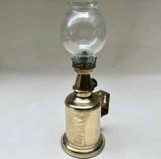 Vintage French Small Brass Pigeon Oil Lamp With Clear Glass Shade