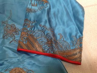 Antique Chinese Silk Hand Embroidered Jacket gold and silver dragons estate NR 5