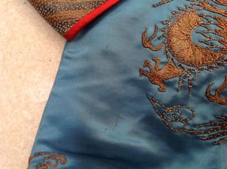 Antique Chinese Silk Hand Embroidered Jacket gold and silver dragons estate NR 7