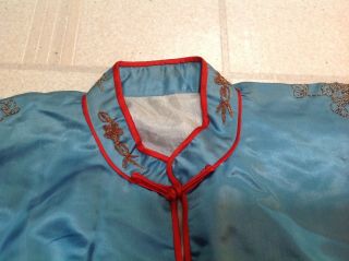 Antique Chinese Silk Hand Embroidered Jacket gold and silver dragons estate NR 8