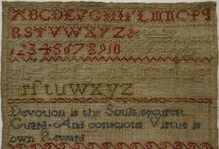 SMALL EARLY 19TH CENTURY VERSE & ALPHABET SAMPLER BY BESSY HOWITT AGED 8 - 1816 2