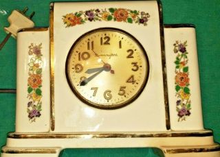 Vintage Sessions Master Crafters Mantle Art Deco Clock White Porcelain Flowers