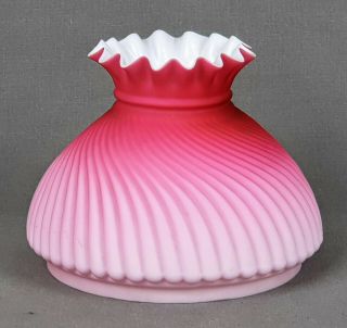 Victorian Satin Pink Cased Opal Ribbed Kerosene Oil Miniature Peg Lamp Shade