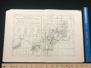 1890 Mexico Native American Indian Pueblos Antique Orig Map 11th Census