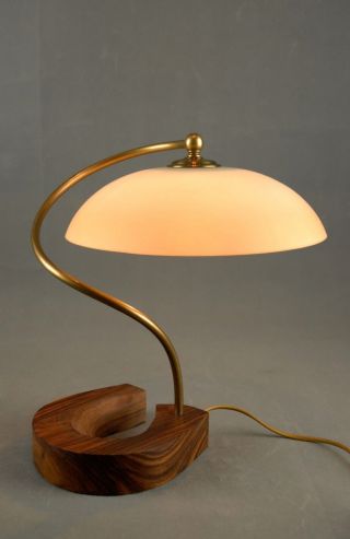 1970s Rosewood And Brass Spiral Table Lamp Vintage Rare Eames Panton 60s Era