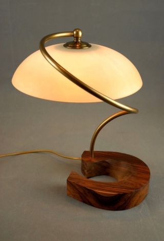 1970s Rosewood and Brass Spiral Table Lamp Vintage Rare Eames Panton 60s Era 3