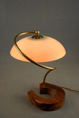 1970s Rosewood and Brass Spiral Table Lamp Vintage Rare Eames Panton 60s Era 8