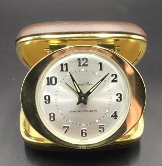 Vintage Westclox Ben Travel Clock In Built In Case In Good Pre - Owned.