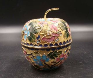 70mm Collectible Handmade Copper Brass Cloisonne Enamel Makeup Boxes Apple