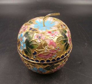 70mm Collectible Handmade Copper Brass Cloisonne Enamel Makeup Boxes Apple 2