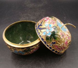 70mm Collectible Handmade Copper Brass Cloisonne Enamel Makeup Boxes Apple 5