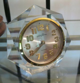 Vintage Mid Century SETH THOMAS GERMANY CLEAR LUCITE Alarm Clock 2