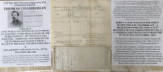 Civil War 2x Wia Pow Gettysburg Colonel 150th Pa Infantry Document Signed 1861