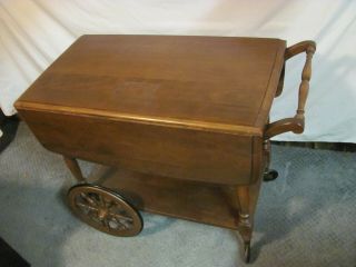 Pioneer Treasury Temple - Stuart Dual Drop Leaf Large - Wheel Tea Cart,  Exc.  Cond