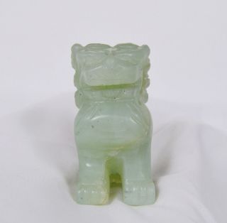 Vintage Antique Chinese Celadon Jade Carved Lion Foo Dog Beast Carved