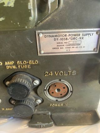 DY - 105/GRC - 9X Dynamotor Power Supply for BC - 1306 & RT - 77/GRC - 9 Radios - 24 Volt 3