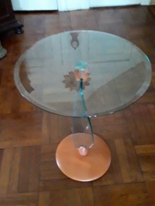 Danish mid century round glass table 2