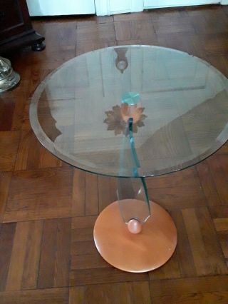 Danish mid century round glass table 3