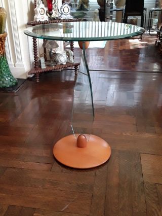 Danish mid century round glass table 4