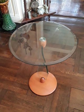 Danish mid century round glass table 5