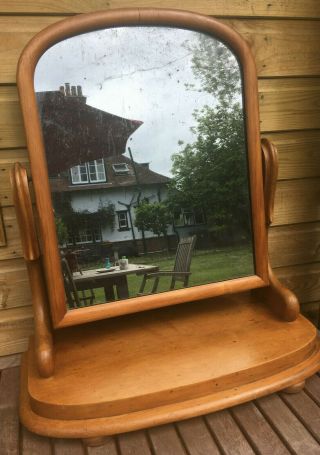 Antique Victorian Pitch Pine Dressing Table Plate Mirror 19thc C1870