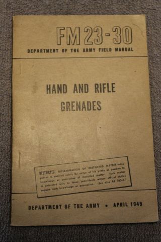 Early Korean War Era U.  S.  Army " Hand And Rifle Grenades " Booklet,  1949