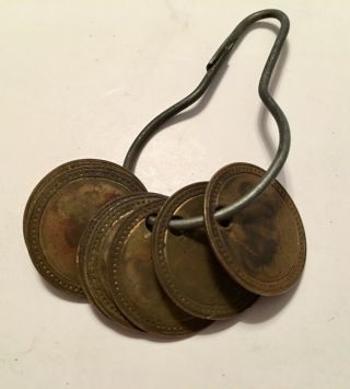 Vintage 1950s Industrial Brass Tags With Key Chain 7 In All 143 4