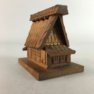 Japanese Kokeshi Doll Vtg Wood Figurine House Thatched Roof Shirakawa - Go Kf141