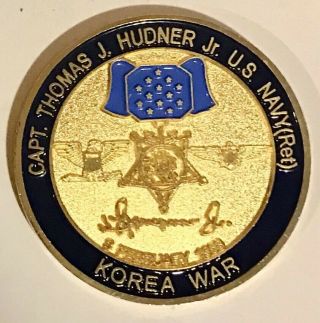 Us Navy Numbered Challenge Honor Coin Capt.  Thomas J.  Hudner Jr. ,  Medal Of Honor