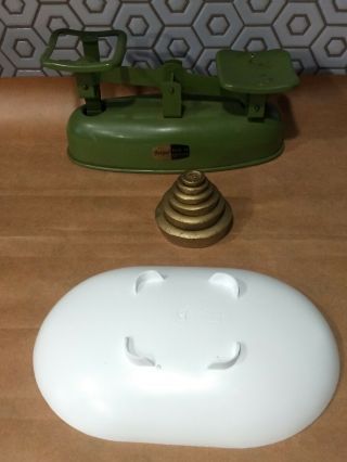 Vintage Harper Scale green with weights and tray 5