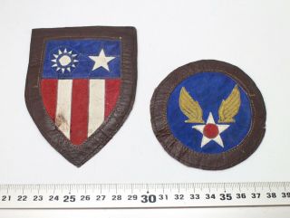 Us Ww2 Cbi Pilot Flight Squadron Leather Patches 007 - 3568