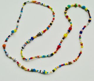 African Necklace Made Of Many Small Venetian Trade Beads,  From Nigeria