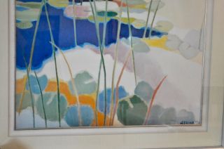 Tadashi Asoma Vtg Mid Century Lily Pond Summer Art Print Signed Japan Japanese