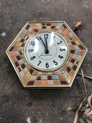 General Electric Vintage Hexagon Faux Mosaic Tile Wall Clock