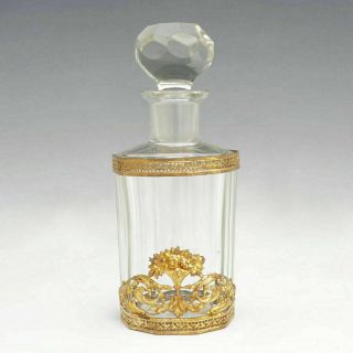 Antique French Cut Glass Perfume Bottle Empire Style Gilt Bronze Ormolu