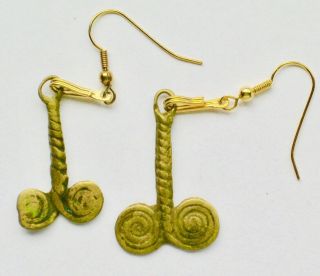 Rare And Antique African Brass Earrings From Kano,  Northern Nigeria