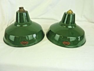 Vintage Thorlux Green Enamel Industrial Light With Brass Fittings Cr