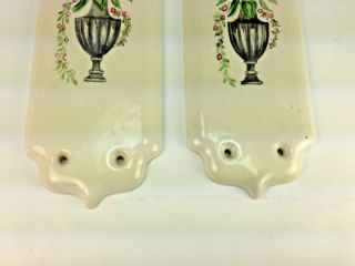 Vintage Regency England Hand Painted Floral Ceramic Door Push Plates 2