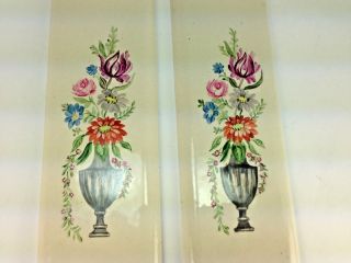 Vintage Regency England Hand Painted Floral Ceramic Door Push Plates 4