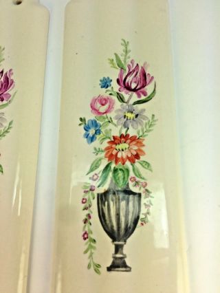 Vintage Regency England Hand Painted Floral Ceramic Door Push Plates 5