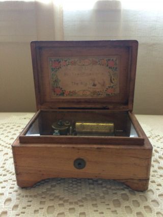 Antique Victorian Litho Music Box.  Wooden.  c.  1890 4 3/4”x 3 1/2” x 2 1/2” LOVELY 4