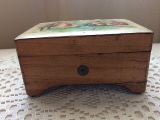 Antique Victorian Litho Music Box.  Wooden.  c.  1890 4 3/4”x 3 1/2” x 2 1/2” LOVELY 6