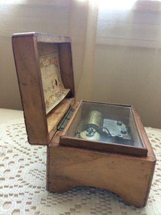 Antique Victorian Litho Music Box.  Wooden.  c.  1890 4 3/4”x 3 1/2” x 2 1/2” LOVELY 7