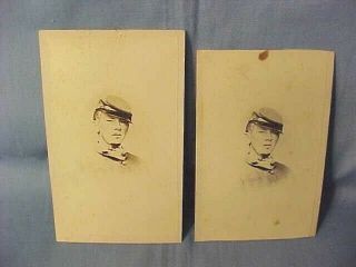 Civil War Cdv Named Union Soldier X2 W/ Tax Stamps On Each