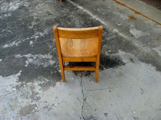 Vintage Solid Oak Child ' s Sunday School Classroom Library Chair 3